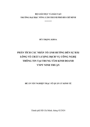 Luận văn thạc sĩ quản lý kinh tế phân tích các nhân tố ảnh hưởng đến sự hài lòng về chất lượng dịch vụ công nghệ thông tin tại trung tâm kinh doanh vnpt ninh thuận