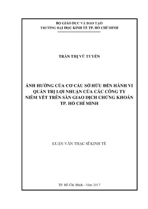 Luận văn ảnh hưởng của cơ cấu sở hữu đến hành vi quản trị lợi nhuận của các công ty niêm yết trên sàn giao dịch chứng khoán tp hồ chí minh