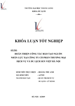 Hoàn thiện công tác đào tạo nguồn nhân lực tại công ty cổ phần thương mại dịch vụ và du lịch sen việt hà nội