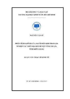Luận văn phân tích lợi ích của người dân khi tham gia tổ hợp tác trên địa bàn huyện vĩnh thuận tỉnh kiên giang