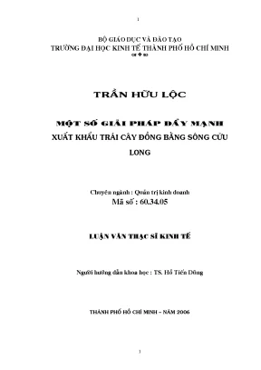 Luận văn một số giải pháp đẩy mạnh xuất khẩu trái cây đồng bằng sông cửu long