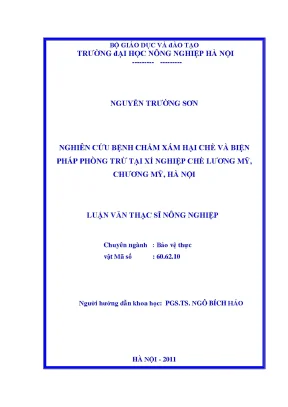 Nghiên cứu bệnh chấm xám hại chè và biện pháp phòng trừ tại xí nghiệp chè lương mỹ chương mỹ hà nội