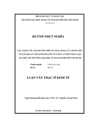 Luận văn các nhân tố ảnh hưởng đến sự hài lòng của sinh viên ngành quản trị kinh doanh về chất lượng đào tạo tại một số trường đại học ở thành phố hồ chính minh