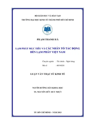 Luận văn lạm phát mục tiêu và các nhân tố tác động đến lạm phát việt nam
