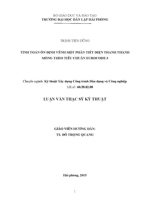 Luận văn thạc sĩ tính toán ổn định vênh một phần tiết diện thanh thành móng theo tiêu chuẩn eurocode 3