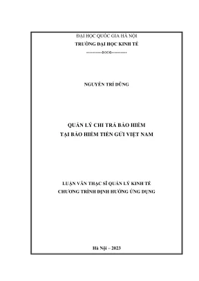 Luận văn thạc sĩ quản lý kinh tế quản lý chi trả bảo hiểm tại bảo hiểm tiền gửi việt nam