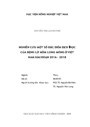 Nghiên cứu một số đặc điểm dịch tễ học của bệnh lở mồm long móng ở việt nam giai đoạn 2016 2018