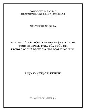 Luận văn nghiên cứu tác động của hội nhập tài chính quốc tế lên mức giá của quốc gia trong các chế độ tỷ giá hối đoái khác nhau