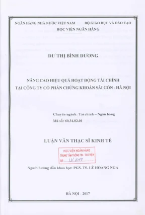 Luận văn thạc sĩ tài chính ngân hàng nâng cao hiệu quả hoạt động tài chính tại công ty cổ phần chứng khoán sài gòn hà nội