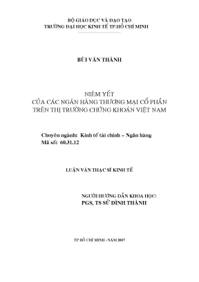 Luận văn niêm yết của các ngân hàng thương mại cổ phần trên thị trường chứng khoán việt nam luận văn thạc sĩ
