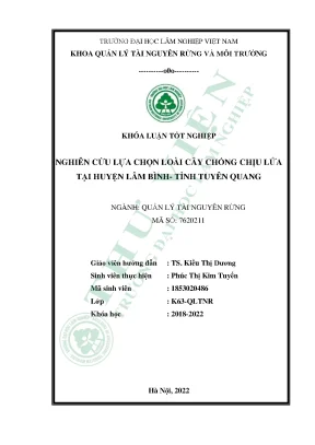 Nghiên cứu lựa chọn loài cây chống chịu lửa tại huyện lâm bình tỉnh tuyên quang