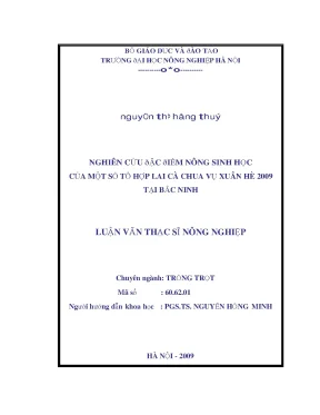 Nghiên cứu đặc điểm nông sinh học của một số tổ hợp lai cà chua vụ xuân hè 2009 tại bắc ninh