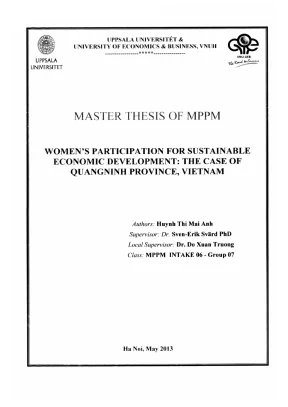 Luận văn thạc sĩ quản lý công womens participation for sustainable economic development the case of quang ninh province vietnam