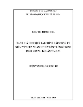 Luận văn đánh giá hiệu quả tài chính các công ty niêm yết của ngành thủy sản trên sở giao dịch chứng khoán thành phố hồ chí minh