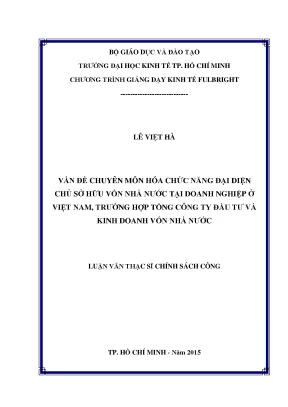 Luận văn vấn đề chuyên môn hóa chức năng đại diện chủ sở hữu vốn nhà nước tại doanh nghiệp ở việt nam trường hợp tổng công ty đầu tư và kinh doanh vốn nhà nước