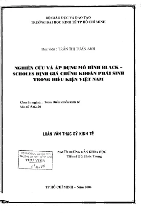 Luận văn nghiên cứu và áp dụng mô hình black scholes định giá chứng khoán phái sinh trong điều kiện việt nam