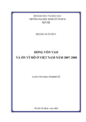 Luận văn dòng vốn vào và ổn vĩ mô ở việt nam năm 2007 2008