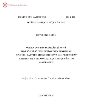 1495 nghiên cứu đặc điểm lâm sàng và một số chỉ số dinh dưỡng trên bệnh nhân ung thư đại trực tràng trước và sau phẫu thuật tại bv trường đại học y dược cầ