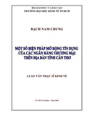 Luận văn một số biện pháp mở rộng tín dụng của các ngân hàng thương mại trên địa bàn tỉnh cần thơ