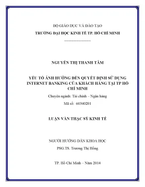 Luận văn yếu tố ảnh hưởng đến quyết định sử dụng internet banking của khách hàng tại thành phố hồ chí minh