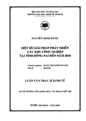 Luận văn một số giải pháp phát triển các khu công nghiệp tại tỉnh đồng nai đến năm 2010 002