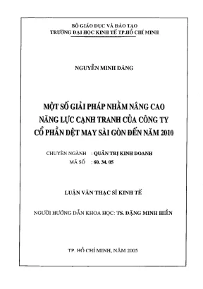 Luận văn một số giải pháp nhằm nâng cao năng lực cạnh tranh của công ty cổ phần dệt may sài gòn đến năm 2010 001