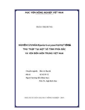 Nghiên cứu nấm bipolaris oryzae hại hạt giống lúa thu thập tại một số tỉnh phía bắc và ven biển miền trung việt nam