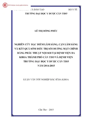 1740 nghiên cứu đặc điểm lâm sàng cận lâm sàng và kết quả sớm điều trị sỏi đường mật chính bằng phẫu thuật nội soi tại bv đa khoa tp cần thơ và bv đại học