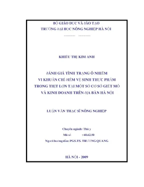 Đánh giá tình trạng ô nhiễm vi khuẩn chỉ điểm vệ sinh thực phẩm trong thịt lợn tại một số cơ sở giết mổ và kinh doanh trên địa bàn hà nội