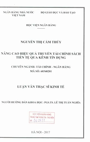 Luận văn thạc sĩ tài chính ngân hàng nâng cao hiệu quả truyền tải chính sách tiền tệ qua kênh tín dụng