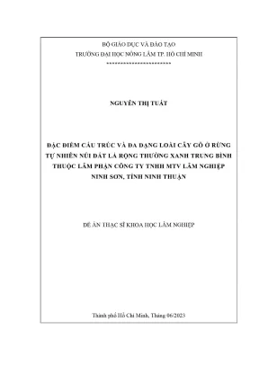 Luận văn thạc sĩ lâm học đặc điểm cấu trúc và đa dạng loài cây gỗ ở rừng tự nhiên núi đất lá rộng thường xanh trung bình thuộc lâm phận công ty tnhh mtv lâm nghiệp ninh sơn tỉnh ninh thuận
