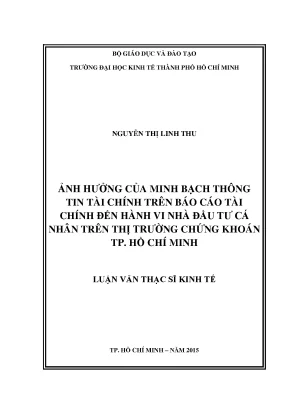 Luận văn ảnh hưởng minh bạch thông tin tài chính trên báo cáo tài chính đến hành vi nhà đầu tư cá nhân trên thị trường chứng khoán thành phố hồ chí minh