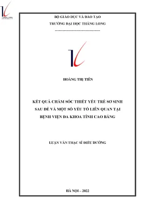 Kết quả chăm sóc thiết yếu trẻ sơ sinh sau đẻ và một số yếu tố liên quan tại bệnh viện đa khoa tỉnh cao bằng