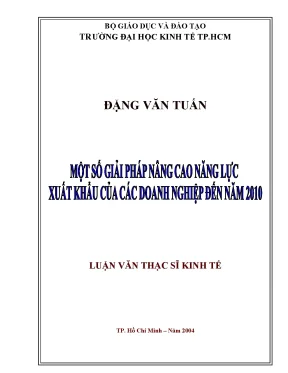 Luận văn một số giải pháp nâng cao năng lực xuất khẩu của các doanh nghiệp đến năm 2010