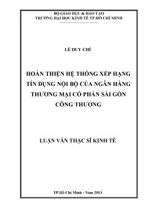 Luận văn hoàn thiện hệ thống xếp hạng tín dụng nội bộ của ngân hàng thương mại cổ phần sài gòn công thương