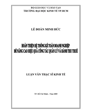 Luận văn hoàn thiện hệ thống kế toán doanh nghiệp để nâng cao hiệu quả công tác quản lý và hành thu thuế