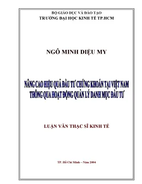 Luận văn nâng cao hiệu quả đầu tư chứng khoán tại việt nam thông qua hoạt động quản lý danh mục đầu tư