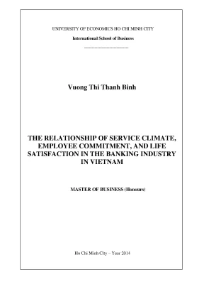 Luận văn the relationship of service climate employee commitment and life satifaction in banking industry in vietnam