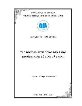 Luận văn tác động đầu tư công đến tăng trưởng kinh tế tỉnh tây ninh
