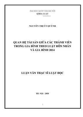 Quan hệ tài sản giữa các thành viên trong gia đình theo luật hôn nhân và gia đình 2014