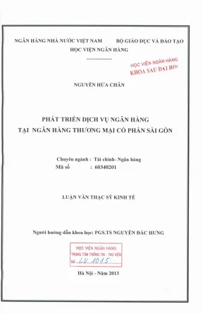Luận văn thạc sĩ tài chính ngân hàng phát triển dịch vụ ngân hàng tại ngân hàng thương mại cổ phần sài gòn