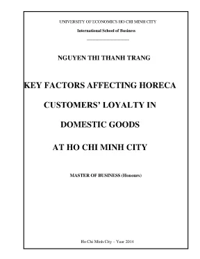 Luận văn key factors affecting horeca customers loyalty in domestic goods at ho chi minh