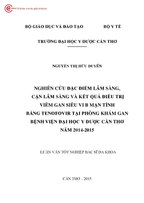 1538 nghiên cứu đặc điểm lâm sàng và cận lâm sàng và kết quả điều trị viêm gan siêu vi b mạn tính bằng tenofovir tại phòng khám gan bv đại học y dược cần t