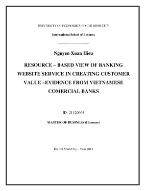 Luận văn resource based view of banking website service in creating customer value evidence from vietnamese comercial banks