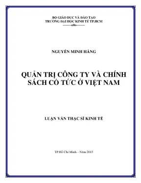 Luận văn quản trị công ty và chính sách cổ tức ở việt nam