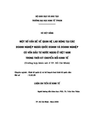 Luận văn một số vấn đề về quan hệ lao động tại các doanh nghiệp ngoài quốc doanh và doanh nghiệp có vốn đầu tư nước ngoài ở việt nam trong thời kỳ chuyển đổi kinh tế