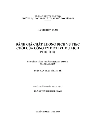 Luận văn đánh giá chất lượng dịch vụ tiệc cưới của công ty dịch vụ du lịch phú thọ