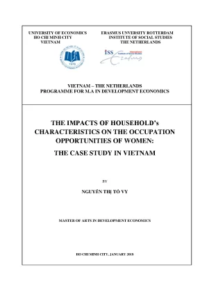 Luận văn the impacts of households characteristics on the occupation opportunities of women the case study in vietnam