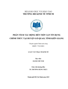 Luận văn phân tích tác động đến tiếp cận tín dụng chính thức tại huyện gò quao tỉnh kiên giang