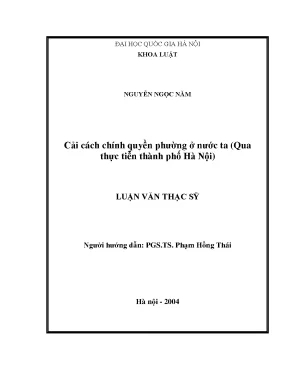 Cải cách chính quyền phường ở nước ta qua thực tiễn thành phố hà nội